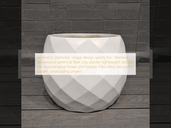 Desain berbentuk berlian geometris sporty bertema menyenangkan penampilan bola serat tanah liat ringan tahan lama perawatan rendah pot bunga dekorasi kantor Villa liburan proyek lansekap taman