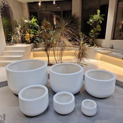 Indoor Outdoor Smooth Fiber Clay Planter dengan lubang drainase