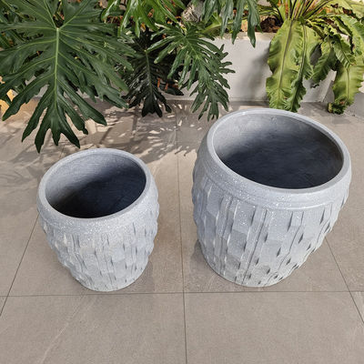Beli Tangan Ukiran Tekstur Unik Finished Serat Tanah Liat Kotak Bunga untuk Indoor Taman Tampilan online manufacture