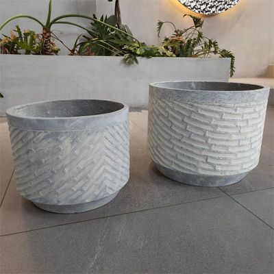 Beli Tekstur Unik Permukaan Serat Tanah Liat Penanam Frost Tahan Pot Bunga Bulat dengan Matte / Glossy Finish online manufacture