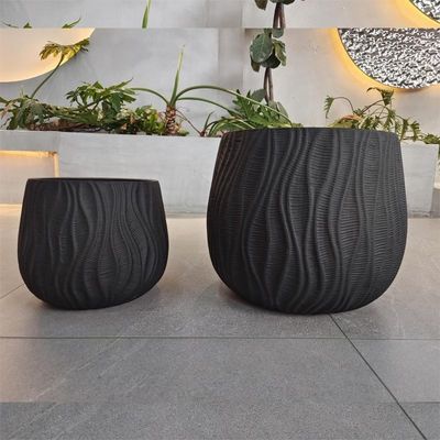 Beli Modern Bulat Fiber Tanah Liat Berat Penanam Tangan Ukiran Untuk Dekorasi Taman Rumah online manufacture