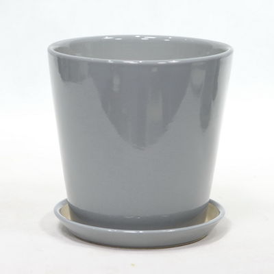 Beli Indoor Round Glossy Grey Ceramic Planter Dengan Drainase online manufacture