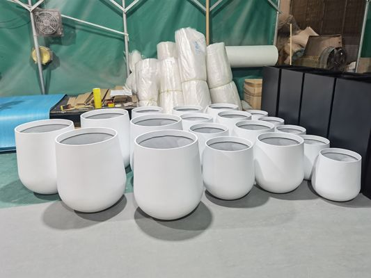 Beli Bentuk Bulat Tinggi Besar Botol Bunga Serat Kaca Disesuaikan Logo Pencetakan Resin Fiberglass Plant Box online manufacture