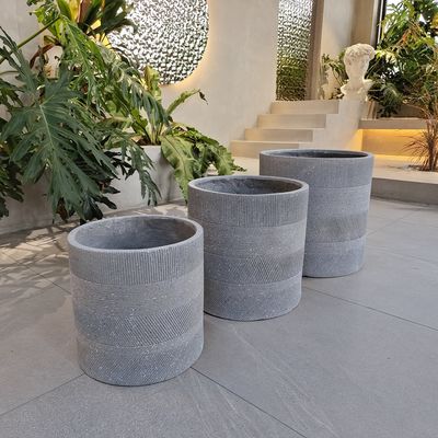 Beli Hand Carve Finishing Fiber Clay Planter D300*H270 Dengan Lubang Drainase online manufacture