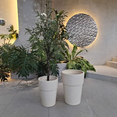 Beli Pot Fiber Cement yang disesuaikan dengan finishing yang diukir tangan Solusi tampilan tanaman terbaik online manufacture