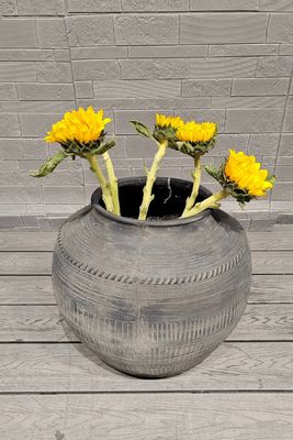 Beli Bentuk Bulat Gaya Vintage Fiber Clay Planter dengan Hand Carve Finish online manufacture