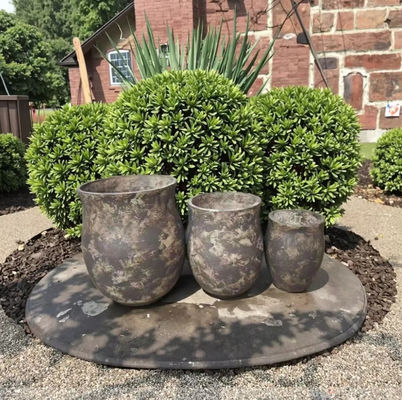 Beli Pot Bunga Serat Tanah Liat Bulat Vintage - Kerajinan Tangan - Usia untuk Dekorasi Taman & Patio online manufacture