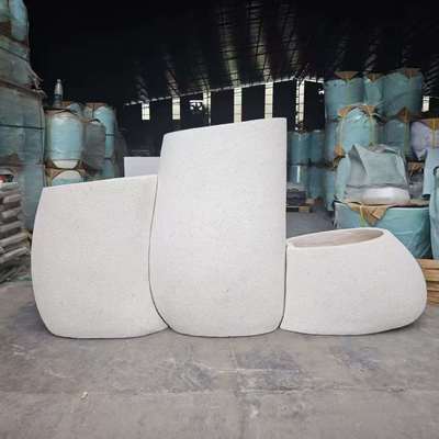 Beli Bergaya Ekstra Besar Putih Irregular melengkung mengalir Bentuk bulat Serat tanah liat Planter online manufacture
