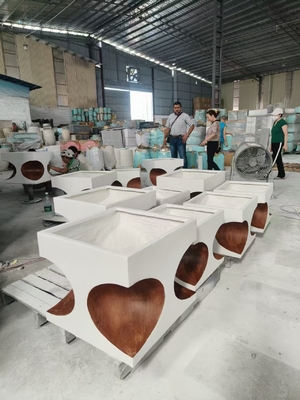Beli persegi panjang putih - berbasis dengan potongan berbentuk hati - pot tanaman tanah liat serat ringan tahan lama perawatan rendah pot bunga dekorasi kantor Villa liburan proyek lansekap taman online manufacture