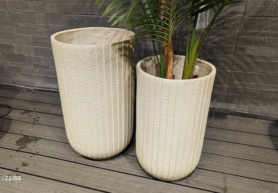 Beli Tekstur Garis Tipis Tersusun Vertikal Krem Muda Pot Taman Atap Tanah Liat Serat Bulat online manufacture