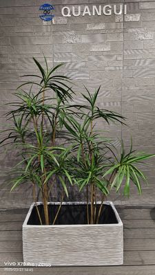 Beli Unik Pot Bunga Putih Horisontal Tumpuk-Cingkaran persegi panjang Fiber Clay Taman proyek lansekap online manufacture