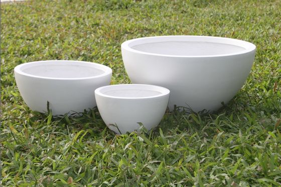 Pot Kebun Serat Lemak Bulat Modern Ukiran Tangan Ringan