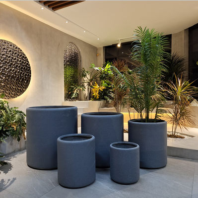 Frost Resistant Plain Matte Round Fiber Clay Pot Untuk Rumah Indoor Garden
