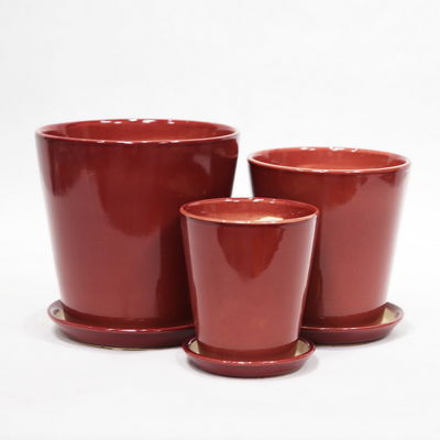 Pot Keramik Bunga Gloss Modern Dengan Lubang Drainase