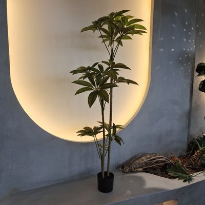 Vibrant 150cm Schefflera Faux Plant dengan Perlindungan UV Artificial Fern Tree Untuk Dekorasi Rumah Indoor Tanaman buatan