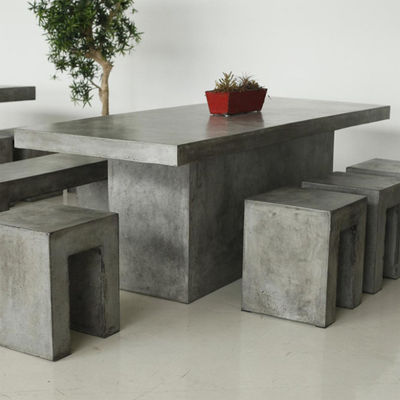 Kursi dapur persegi panjang set meja makan GRC beton dengan bangku
