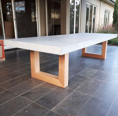 Furnitur Beton Luar Ruangan Khusus GRC Patio Garden Bench Table Untuk Poolside