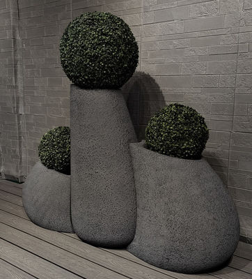 Combo Black Fiber Clay Flower Pot Untuk Menanam dan Dekorasi Luar Ruangan