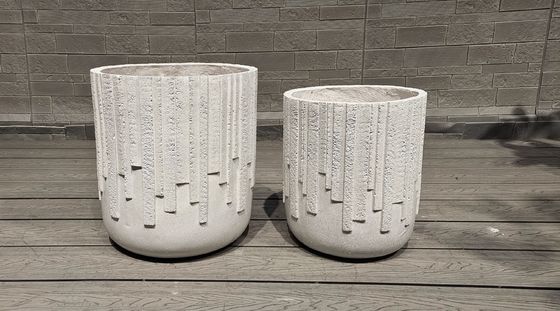 Hand Carve Finishing Fiber Cement Pot Disesuaikan untuk Outdoor Centerpieces