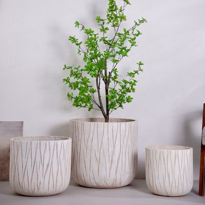 Pabrik Perlengkapan Jual Panas Dekorasi Rumah Fiber Clay Pot Tumbuhan Taman Flowerpot Sets untuk Dekorasi Rumah Kualitas penanam & pot bunga