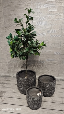 Mosaik Hitam - Desain Seperti Bata Pot Fiber Clay Bulat Dekorasi Kantor Villa Liburan