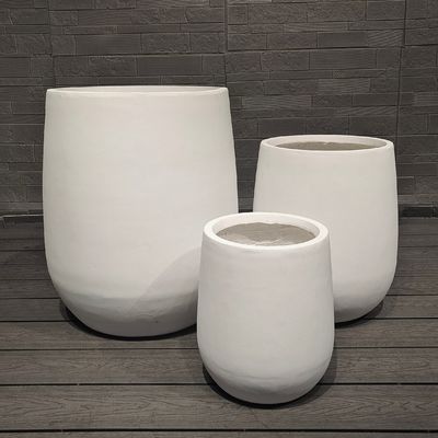 Desain Minimalis Modern Besar Bulat Fiber Clay Planter Ramah Lingkungan Grosir Jual Panas Untuk Lantai Gantung Penggunaan Mal Perbelanjaan